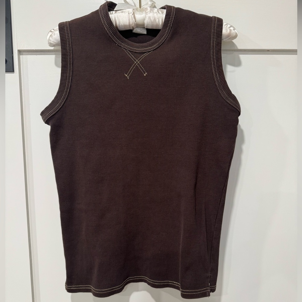 Brown Ribbed Top